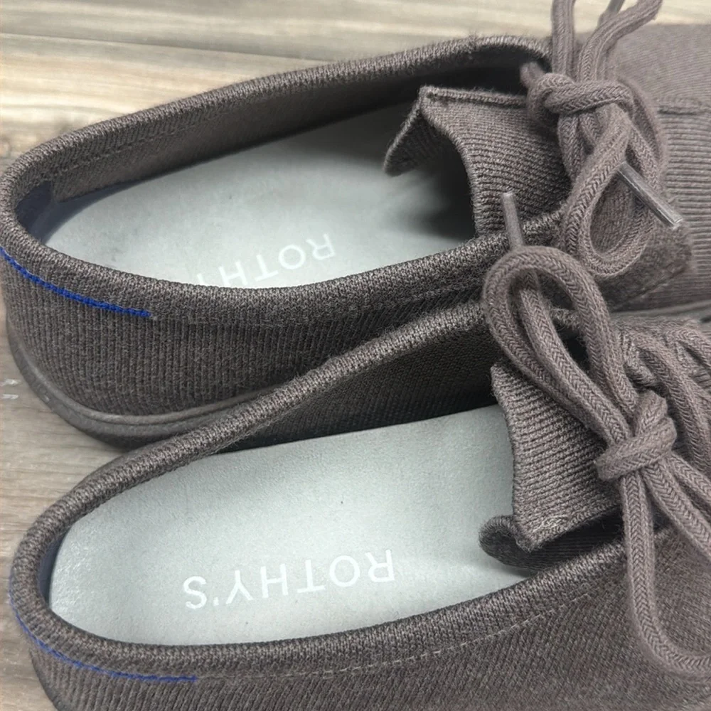 Rothys Monty Mens Sz 11 Merino Wool Knit Lace grey loafers Casual Shoes Sneakers